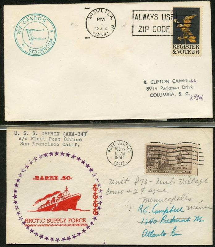 UNITED STATES USS - M/S OBERON LOT OF 2 ALL DIFFERENT COVERS 1950-1969 (27)