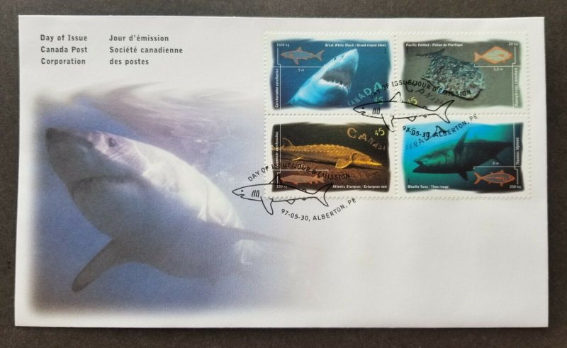 *FREE SHIP Canada Ocean Water Fish 1997 Marine Life Underwater Shark (FDC)