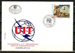 Yugoslavia, Scott cat. 2037. I.T.U. issue. First day cover.