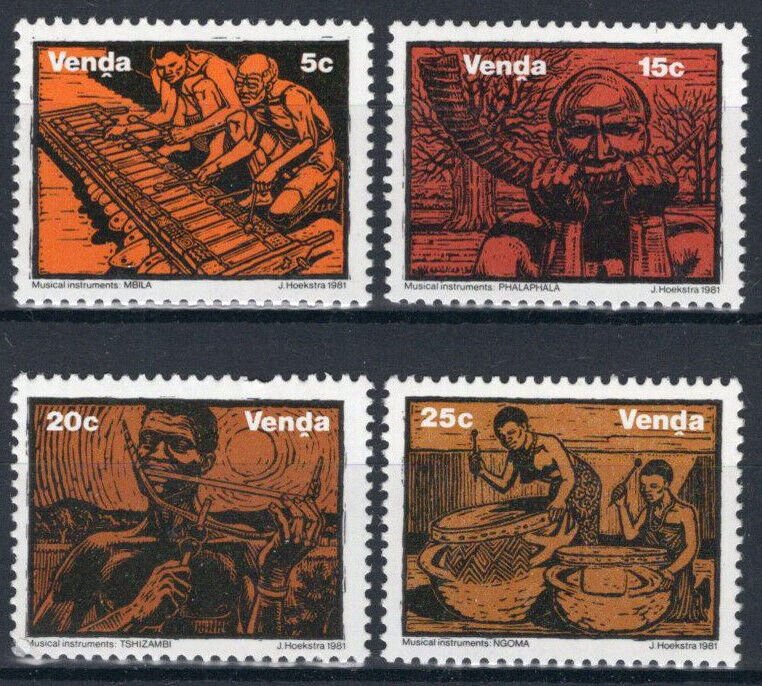 ZAYIX South Africa Venda 52-55 MNH Musical Instruments Mbila Ngoma 092022S98 