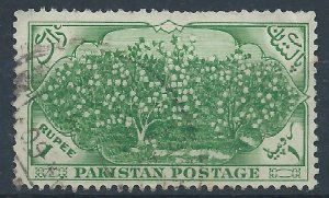 Pakistan 1954 - 1r green 7th anniv. of independence - SG70 used