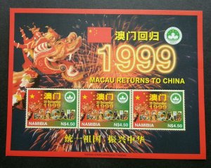 Namibia Macau Returns To China 1999 Macao Dragon Dance Firework Flag (ms) MNH