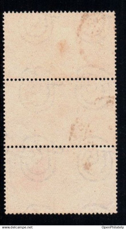 Italy Sc #506 Sassone #591 Risorgimento 100 lire strip x 3 used