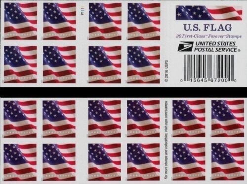 2017 49c Forever U.S. Flag, Booklet of 20 Scott 5161 Mint F/VF NH