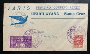 1932 Uruguayan Brazil Airmail First Flight cover FFC to Santa Cruz Varig