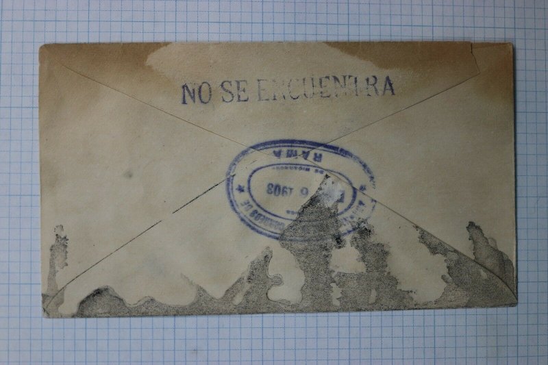 Nicaragua Bluefields Postal marking NO SE ENCUENTRA Bisect sc#125 cover 1903 