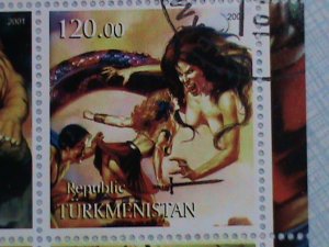 ​TURKMENISTAN STAMP:2001 FAMOUS NUDE PAINTING-CTO-STAMP S/S SHEET