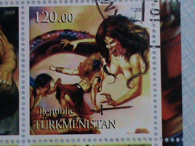 ​TURKMENISTAN STAMP:2001 FAMOUS NUDE PAINTING-CTO-STAMP S/S SHEET