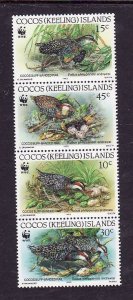 Cocos (Keeling) Is.-Sc#262-unused NH strip-Birds-WWF-1992-