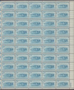 USA, 1006, B AND O RAILROAD, MINT NH, VINTAGE 1950'S, FULL SHEET OF 50