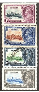 Nigeria 34 Mint hinged,  35-36 Used,  37 Mint hinged Set