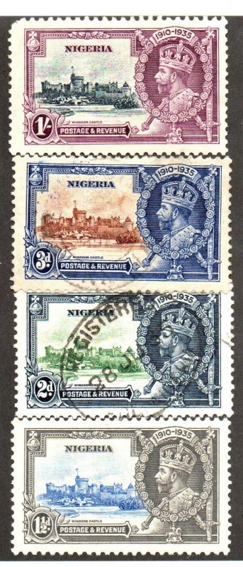 Nigeria 34 Mint hinged,  35-36 Used,  37 Mint hinged Set