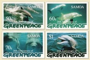 Samoa - Greenpeace & Dolphins on Stamps - 4 Stamp & S/S  19K-003