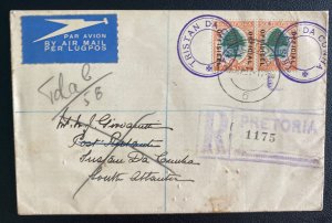 1937 Pretoria South Africa Registered Airmail Cover To Tristan Da Cunha