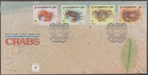 Singapore 1992 Marine Life Series - Crabs  FDC SG#698-701