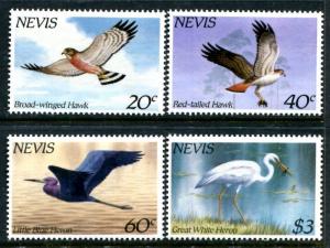 Nevis 403-6 MNH Birds 1985 Brown-winged hawk Red-tailed hawk Little blue  x11081