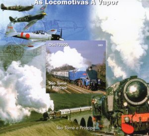 Sao Tome and Principe 2005 STEAM TRAINS/SPITFIRE S/S Imperforated