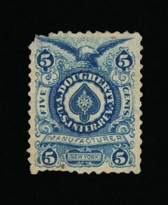 GENUINE SCOTT #RU5d PRIVATE DIE PLAYING CARD DOUGHERTY ON WMK-191R PAPER #15405