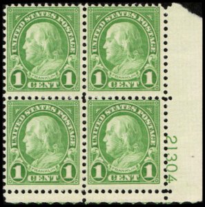 US #632 FRANKLIN MNH LR PLATE BLOCK #21304