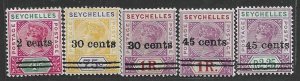 SEYCHELLES 1902 S.G. 41-45 COMPLETE SET HINGED VERY FINE