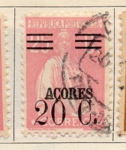 Azores 1929-30 Early Issue Fine Used 20c. Surcharged 109397