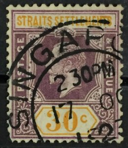 Malaya 1921 Straits Settlements KGV 30c MSCA Die I USED SG#235 M2921