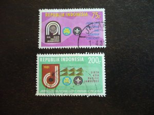 Stamps - Indonesia - Scott# 1112, 1114 - Used Part Set of 2 Stamps