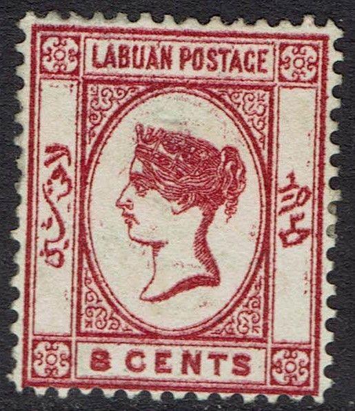 LABUAN 1880 QV 8C WMK CROWN CC REVERSED 