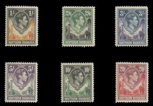 Northern Rhodesia #40-45 Cat$92.50, 1938 George VI, five high values, lightly...