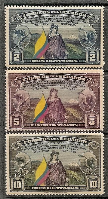 Ecuador  366-68 MNH 1938 US Constitution 150 Anniv.