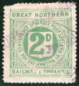 GB Ireland GNR(I) RAILWAY Letter Stamp 2d *CLONES PARCELS* Monaghan S2WHITE94