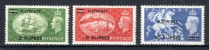Kuwait 1951 GB 2r on 2s 6d, 5r ON 5a and 10r ON 10s surcharge opt SG 90-92 MLH