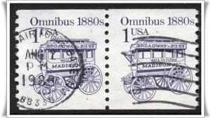 SC#2225 1¢ Omnibus Coil Pair Used