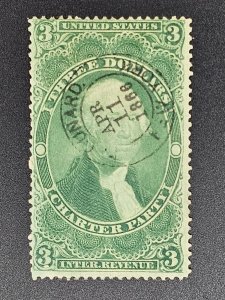 R85c Dark green ink excellent 1866 stamp cancel