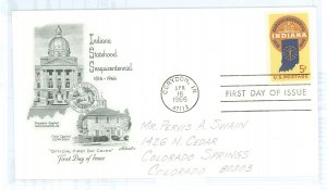 US 1308 1966 Indiana Statehood, addressed. FDC