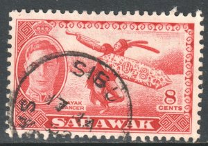 Sarawak Scott 185 - SG176, 1950 George VI 8c used