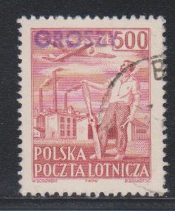 Poland,  500z Air Post, GROSZY OVERPRINT (SC# C27) Used