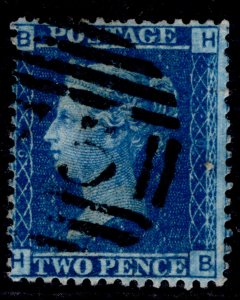 GB QV SG45, 2d blue plate 9, USED. Cat £15. HB