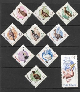 BIRDS - ROMANIA #1767-76 MNH