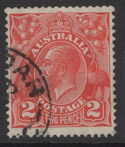 AUSTRALIA SG127w 1931 2d GOLDEN SCARLET WMK INVERTED USED