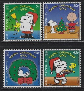 Gibraltar 2001 Snoopy Christmas set & S/S Sc# 890-94a NH