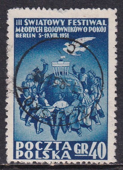 Poland 1951 Sc 523 World Youth Festival Berlin Stamp Used