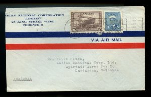 ?25 cent per quarter oz airmail to Colombia 1945 cover Canada