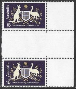 Australia # 628a Coat of Arms: Kangaroo / Emu GUTTER PAIR (1)  Mint NH