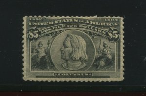 Scott 245 Columbian Mint Hi Value Stamp  (Stock 245-A2)