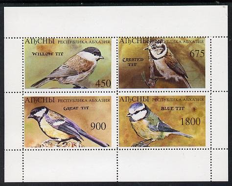 ABKHAZIA - 1995 - Birds, Tit - Perf 4v Sheet - M. N.H - Private Issue