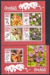 Gs0915 2019 Sierra Leone Orchids Flora Flowers Nature #11711-714+Bl1842 Mnh