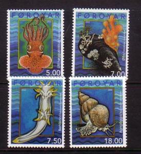 Faroe Islands Sc409-12 2002 mollusks stamp set mint NH