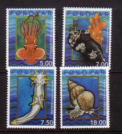 Faroe Islands Sc409-12 2002 mollusks stamp set mint NH