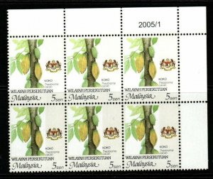 MALAYA FEDERAL TERR. SGK22 2002 5s AGRICULTURAL PRODUCTS BLOCK OF 6 MNH